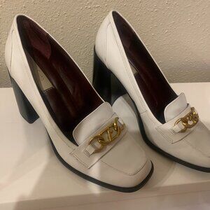 Franco Sarto White Synthetic Leather Block Heels - Size 8.5